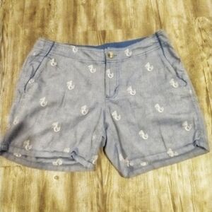 Chic Blue Women's Columbia Sportswear Shorts with Seahorse Design